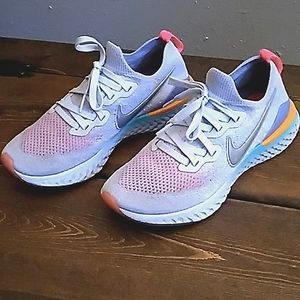 Nike epic react flyknit 2 aluminum blue/silver/pink